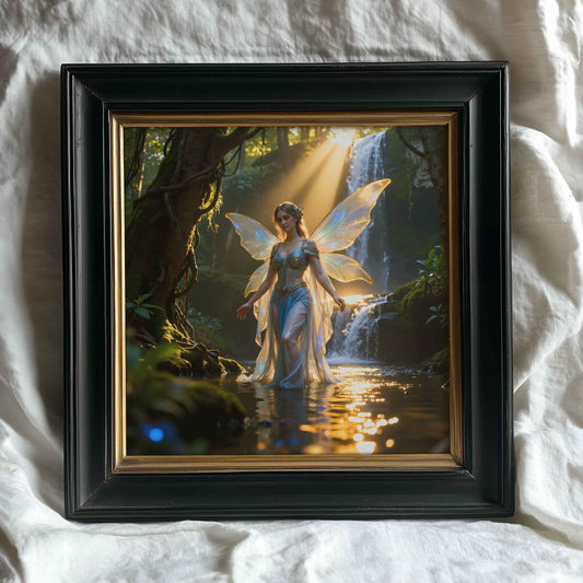 Fairy And Waterfall | Digital Download Printable | fantasy wall art | mystical fairy artwork