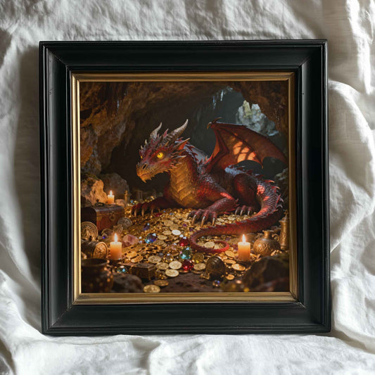 Dragon and Treasure | Download Printable Poster | Original Fantasy Wall Art