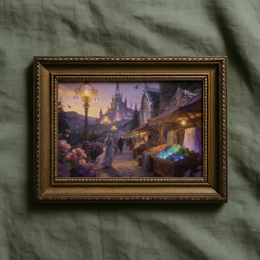 Elf Market Original Fantasy Wall Art | Digital Download | Mystical Elven | Printable Magical Marketplace Decor
