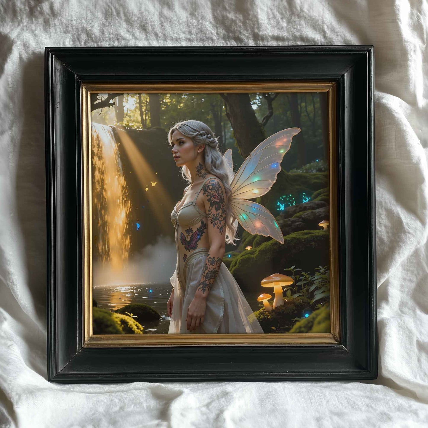 Fairy And Waterfall | Digital Download Printable | fantasy wall art | mystical fairy artwork