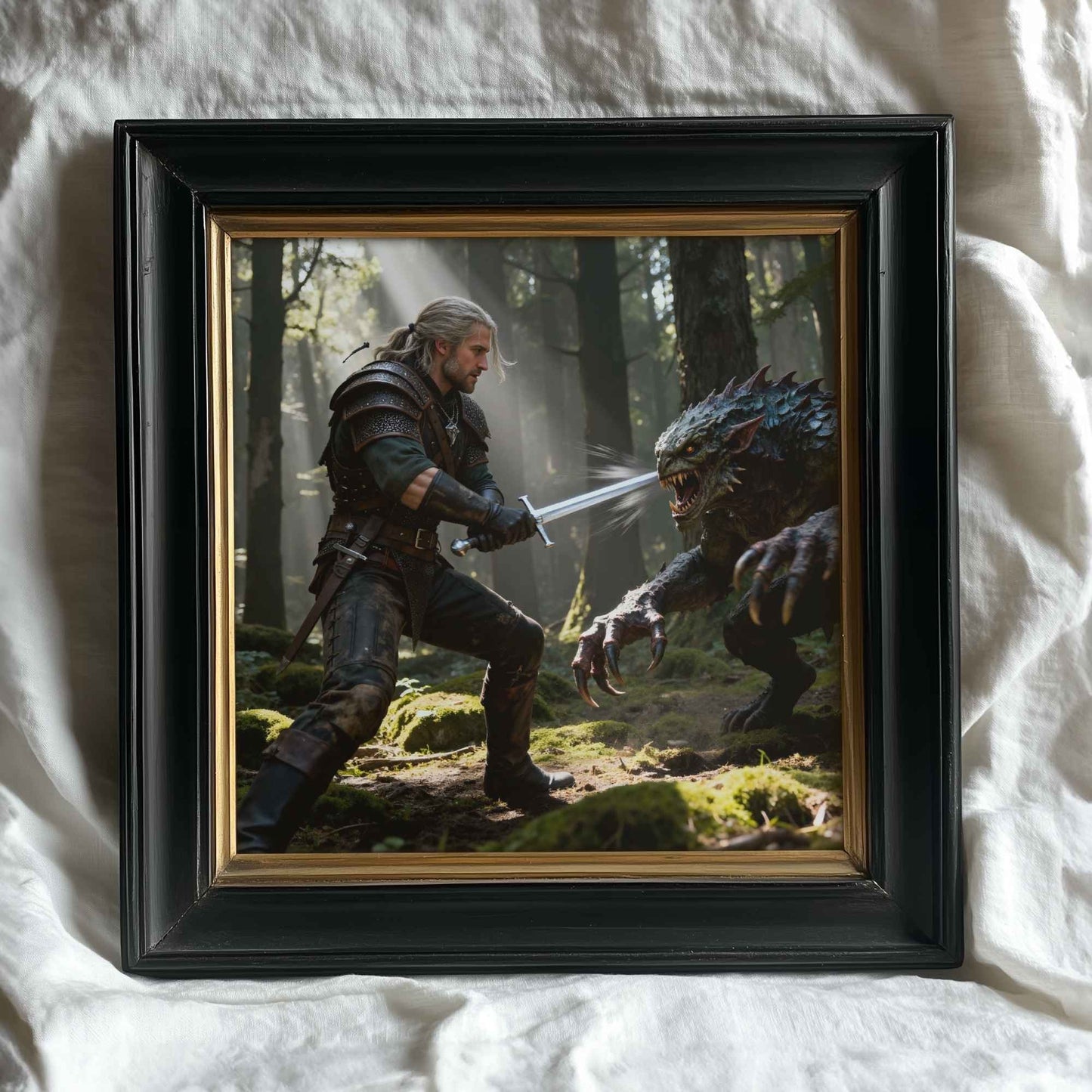 Warrior And Monster | Original Printable Wall Art | Fantasy Digital Download | Home Decor