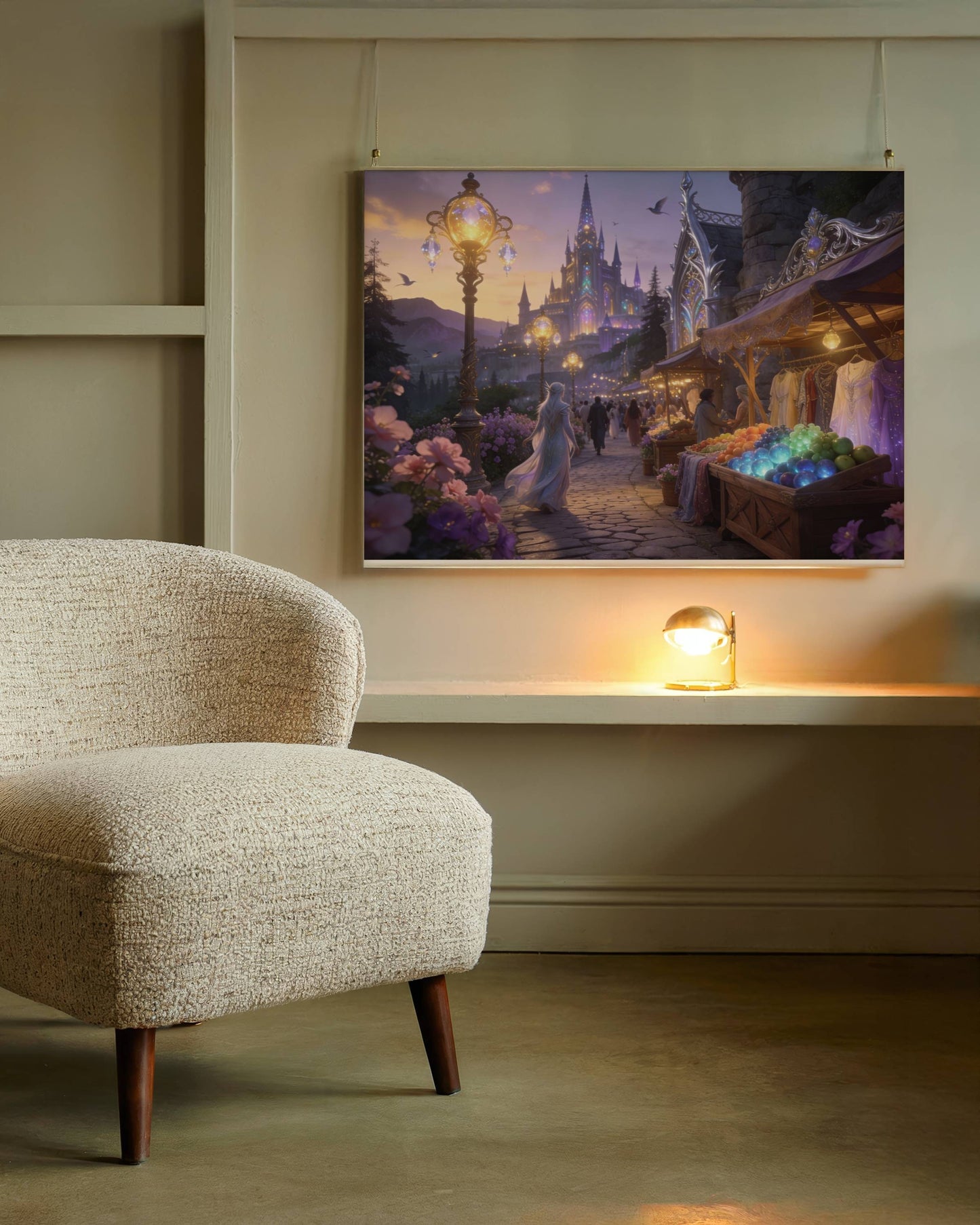 Elf Market Original Fantasy Wall Art | Digital Download | Mystical Elven | Printable Magical Marketplace Decor