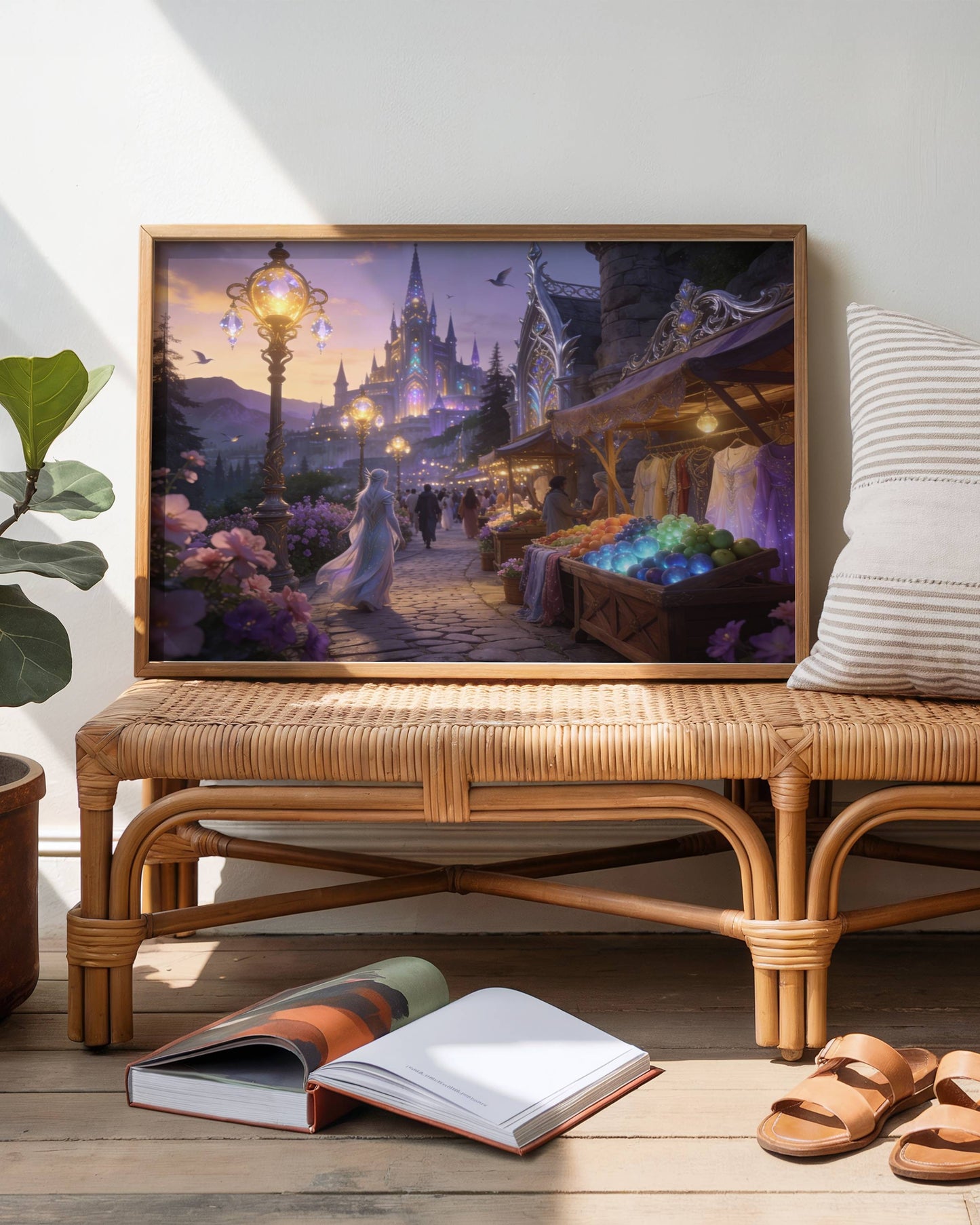 Elf Market Original Fantasy Wall Art | Digital Download | Mystical Elven | Printable Magical Marketplace Decor