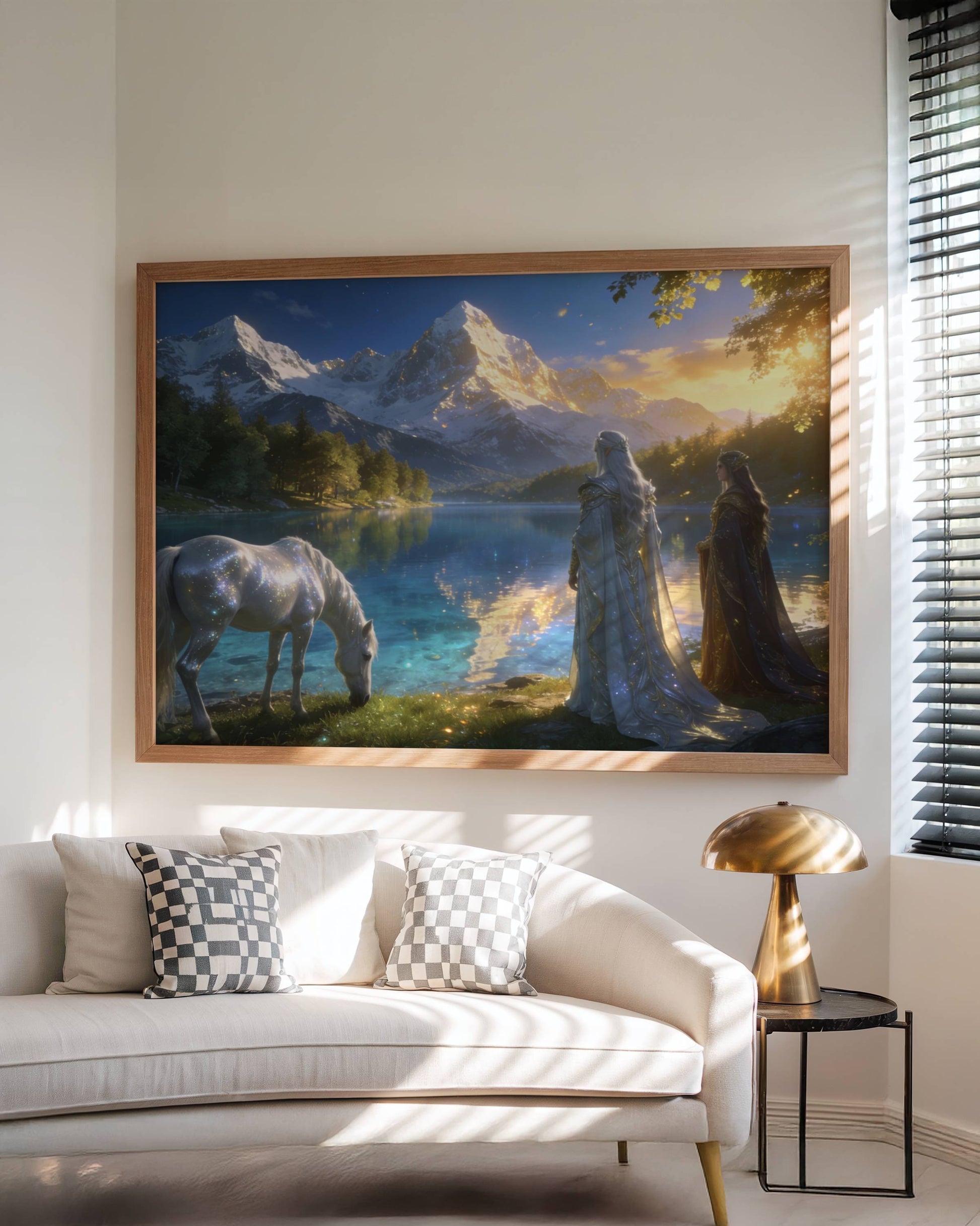 Elves and Horses by a lake 