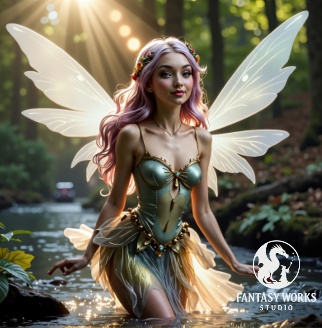 Fairy And River | Digital Download Printable | fantasy wall art | mystical fairy artwork
