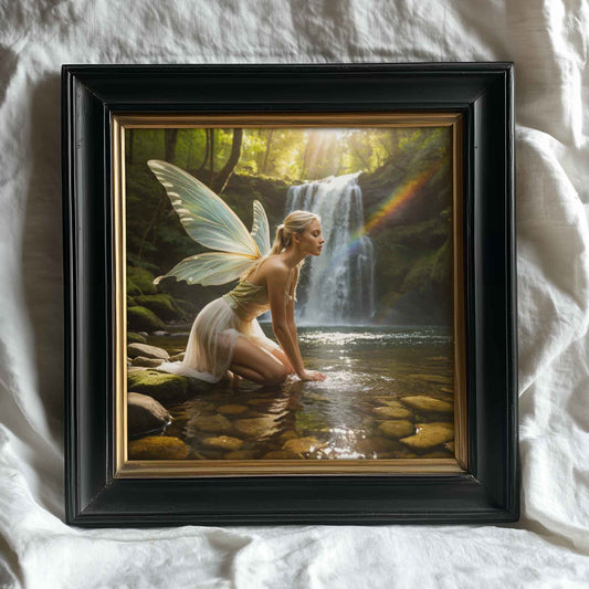 Fairy And Waterfall | Digital Download Printable | fantasy wall art | mystical fairy artwork