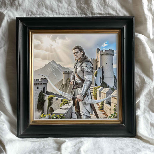 Warrior Archer Original Printable Wall Art | Fantasy Digital Download | Medieval Battlements Scene Home Decor