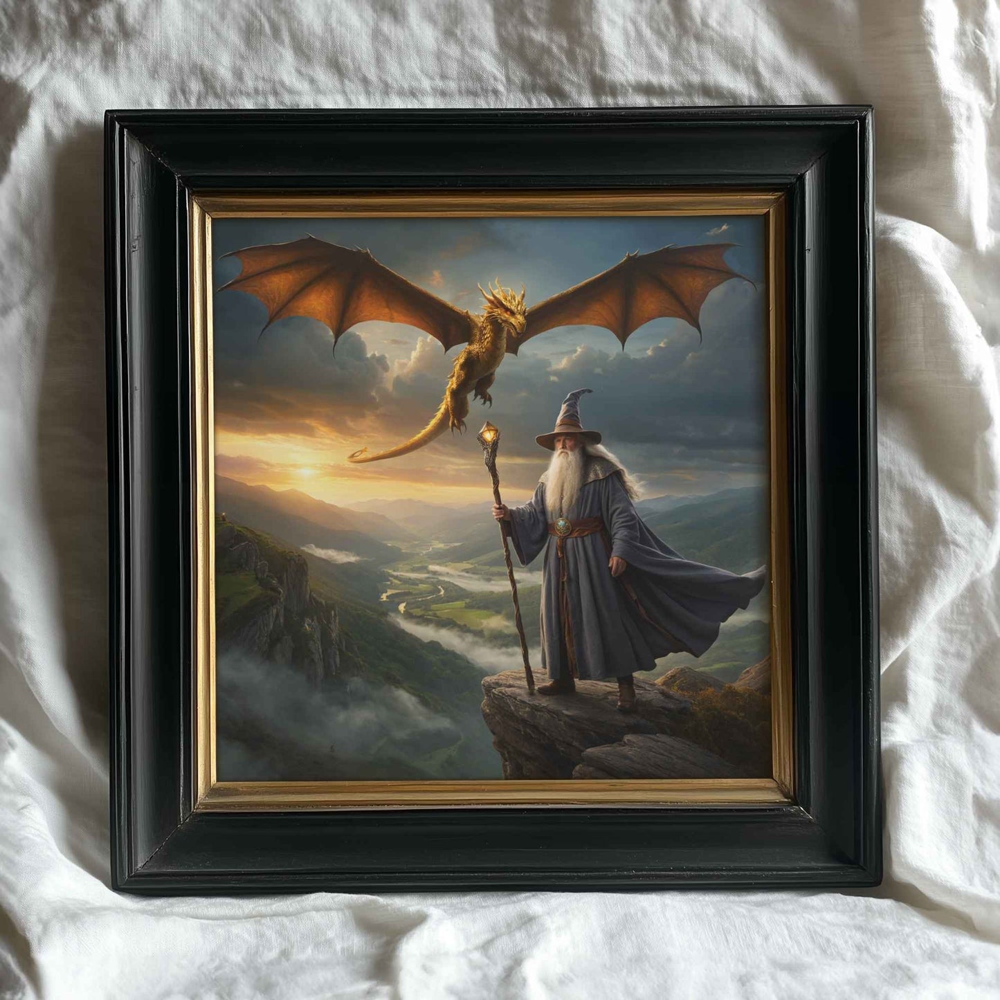 Dragon and Wizard | Digital Download  | Original Fantasy Wall Art | Epic Fantasy Digital